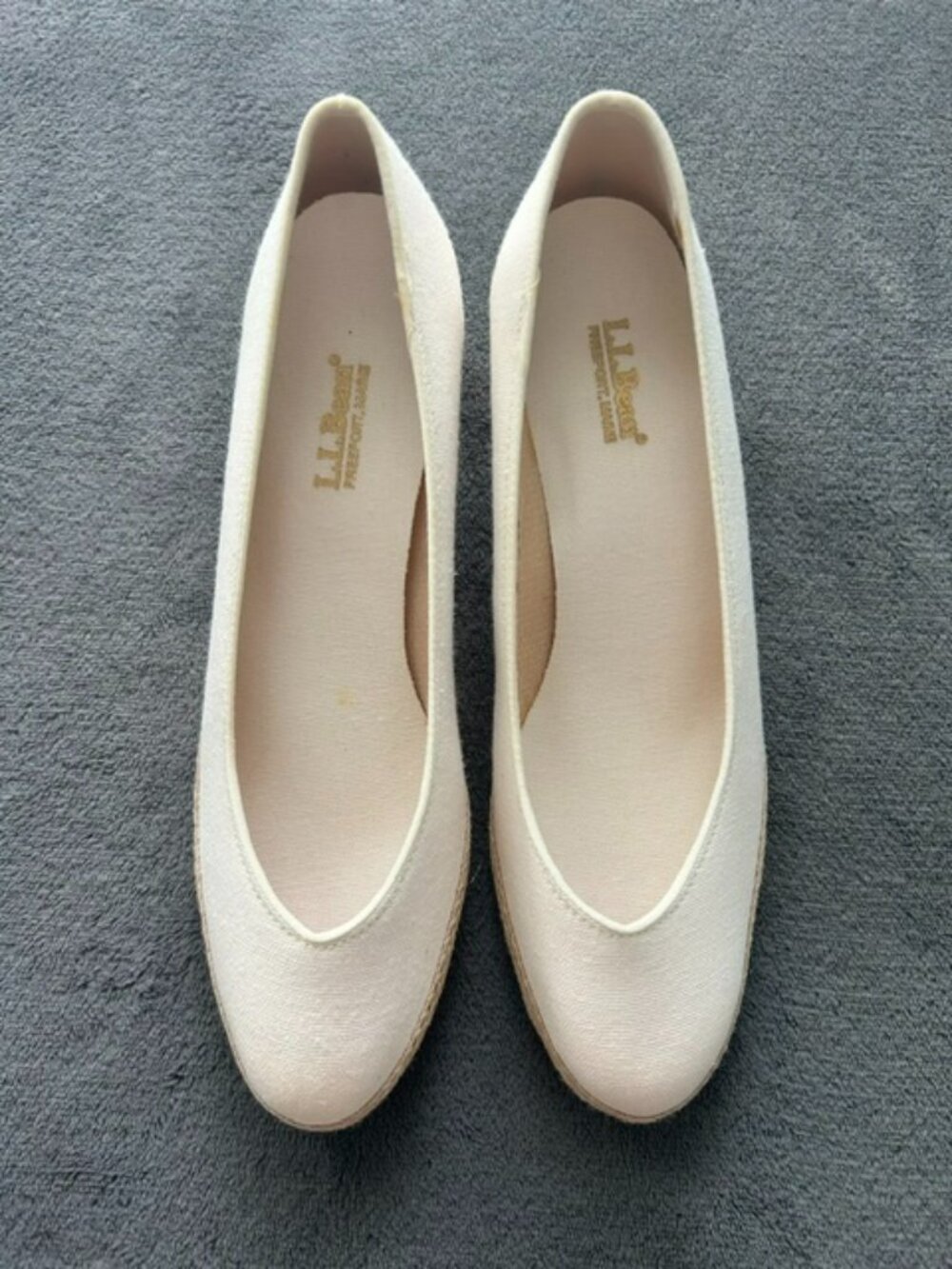 L.L.Bean Women's Ivory Espadrille Wedges, Size 7.5M